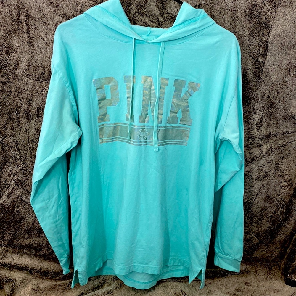 PINK Turquoise Hoodie & Black Legging Set Size Medium